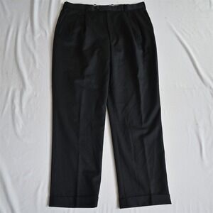 Di Milano 38x32 Black Superfine 100% Wool Winston Pleated Cuffed Dress Pants